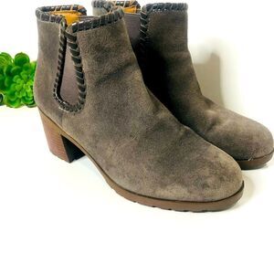 Jack Rogers Taupe Grey Beige Suede Ankle Boots